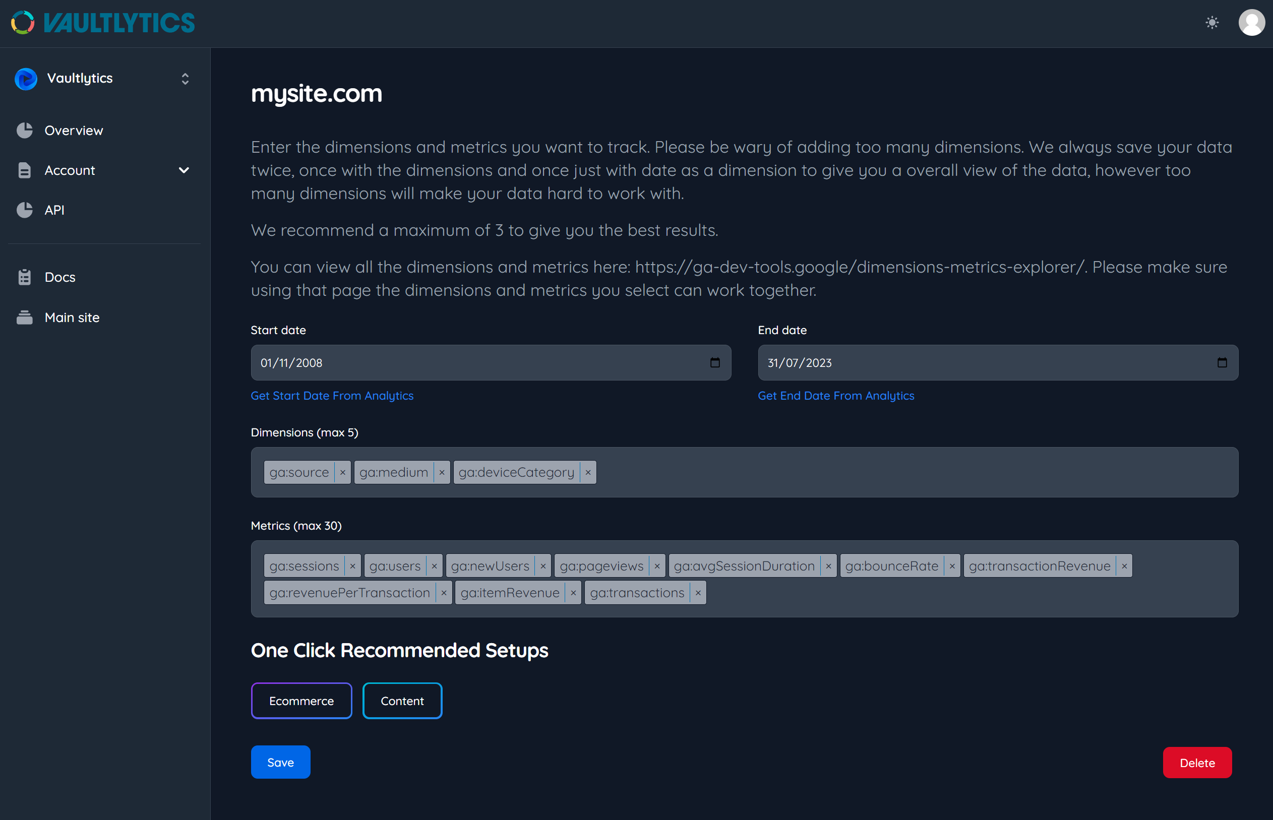 Analytics Setup